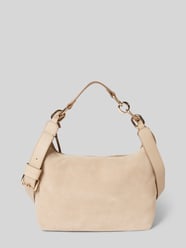 Crossbody Bag aus weichem Velours-Rindleder mit golden glänzenden Details von Marc O'Polo Beige - 32