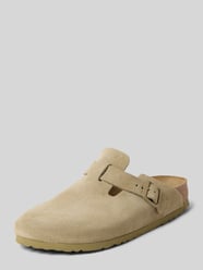 Huisschoenen van leer met doornsluiting, model 'Boston' van Birkenstock Beige - 3