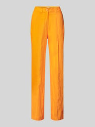 Wide leg linnen broek met vaste persplooien van s.Oliver RED LABEL Oranje - 23