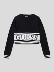 Gebreide pullover van viscosemix met labeldetail van Guess Zwart - 5