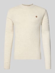 Slim fit gebreide pullover van pure wol met labelstitching van MCNEAL Beige - 5