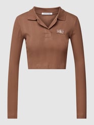 Kort shirt met lange mouwen en polokraag van Calvin Klein Jeans Bruin - 39