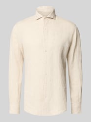 Regular Fit Leinenhemd mit Kentkragen von Profuomo Beige - 3
