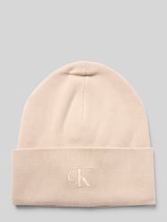Beanie van viscosemix met logostitching van CK Calvin Klein Beige - 27