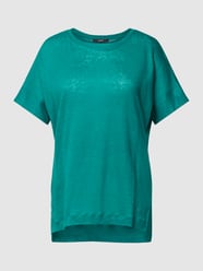 T-shirt van puur linnen met labeldetail van Esprit Collection Blauw / turquoise - 37