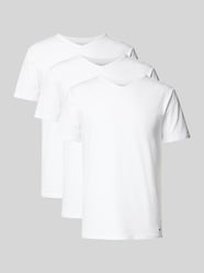 T-Shirt mit abgerundetem V-Ausschnitt im 3er-Pack von Tommy Hilfiger Weiß - 32