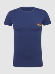 T-Shirt mit Label-Print von Emporio Armani Blau - 18