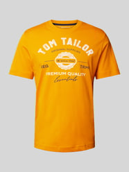 Herren T-Shirt mit Statement-Print von Tom Tailor Orange - 40