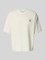 T-shirt met geribde ronde hals van REVIEW - 18