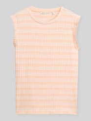 Slim Fit Top in Rippoptik von Tom Tailor Denim Orange - 17