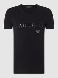 T-shirt ze streczem  od Emporio Armani Czarny - 5