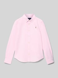 Regular fit overhemdblouse met logostitching, model 'Trinetteox' van Polo Ralph Lauren Teens Fuchsia - 42