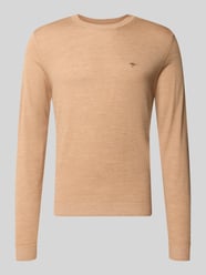 Regular fit gebreide pullover van wol met ronde hals van Fynch-Hatton Beige - 6