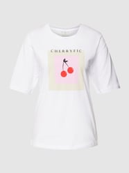 T-Shirt mit Motiv- und Statement-Print Modell 'Cherry' von Kaffe Weiß - 18