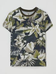T-shirt met bloemenmotief, model 'Jungle Time' van Blue Effect Groen - 40