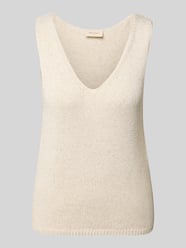 Stricktop mit V-Ausschnitt Modell 'Grscaliva' von FREE/QUENT Beige - 12