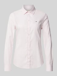 Slim fit overhemdblouse met labelstitching van Gant Roze - 9