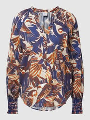 Bluse mit Allover-Muster Modell 'Papagai' von Emily Van den Bergh Blau - 34