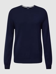 Sweter z dzianiny z mieszanki bawełny i kaszmiru od Christian Berg Men Niebieski - 48