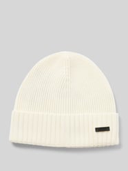 Beanie aus Schurwolle mit Label-Detail Modell 'Fati' von BOSS Beige - 13