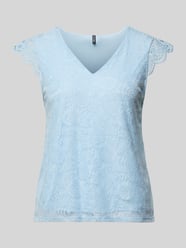 Bluzka bez rękawów o kroju slim fit z obszyciem koronką Model 'OLLINE' od PIECES - 37