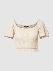 Korte blouse met gehaakt kant, model 'Mimi' van Gina Tricot Beige - 42