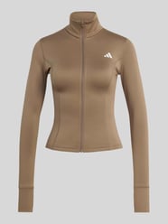 Slim Fit Trainingsjacke mit Logo-Print von adidas Training Beige - 24