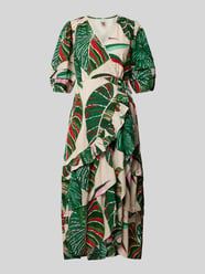 Midi-jurk in wikkellook, model 'BOTANIC' van YAS Groen - 40