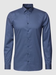 Super Slim Fit Business-Hemd mit Allover-Muster Modell 'Dobby' von OLYMP No. Six Blau - 6