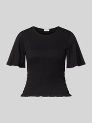 T-shirt z mieszanki wiskozy i elastanu z marszczonymi detalami od COMMA - 40