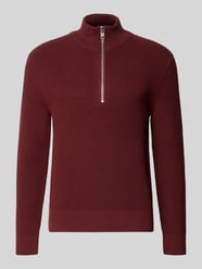 Pullover mit Reißverschlusskragen von Marc O'Polo DENIM Bordeaux - 35