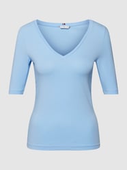 Slim fit shirt met lange mouwen en V-hals van Tommy Hilfiger Blauw - 35