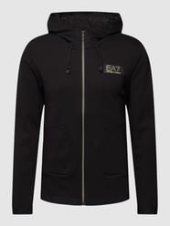 Sweatjacke mit Label-Patch von EA7 Emporio Armani Schwarz - 11