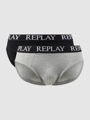 Slip mit Stretch-Anteil im 2er-Pack von Replay Underwear Grau / Schwarz - 47