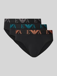 Slip mit elastischem Label-Bund im 3er-Pack von Emporio Armani Schwarz - 3