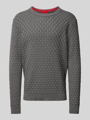 Gebreide pullover met structuurmotief, model 'Stubon' van HUGO Grijs / zwart - 4