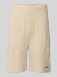 Regular fit korte gebreide broek met structuurmotief, model 'Tropan' van Pegador Beige - 26