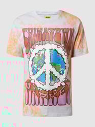 T-shirt z efektem batiku od MARKET Beżowy - 34