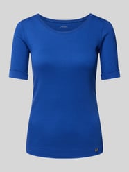 T-Shirt mit geripptem Rundhalsausschnitt von Marc Cain Blau - 14