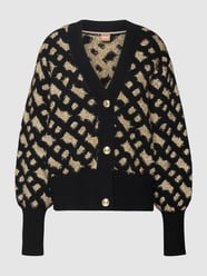 Strickjacke mit Allover-Logo von BOSS Grau / Schwarz - 5