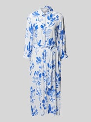Knielanges Hemdblusenkleid aus Viskose mit Bindegürtel von Rich & Royal Blau - 15