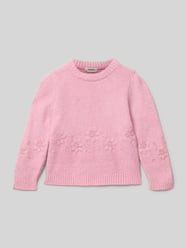 Sweter z dzianiny o kroju regular fit z okrągłym dekoltem model ‘TANYA’ od Only Fuksjowy - 36