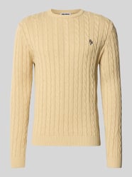 Slim Fit Strickpullover mit Zopfmuster von REVIEW Beige - 6