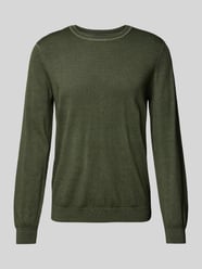 Slim Fit Strickpullover aus Schurwolle mit Rundhalsausschnitt von OLYMP Level Five Grün - 48