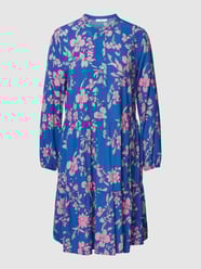 Knielanges Kleid aus Viskose mit floralem Muster von Jake*s Casual Blau / Türkis - 26