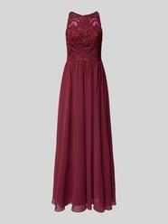 Abendkleid mit floralem Spitzenbesatz von Laona Rot - 35