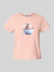 T-shirt met motief- en labelprint van Review Fuchsia - 21