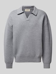 Gebreide pullover met extra brede schouders van Thinking Mu Grijs / zwart - 27