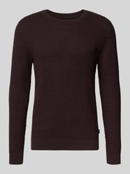 Gebreide pullover met structuurmotief, model 'BARKLEY' van Jack & Jones Premium Bordeaux - 17