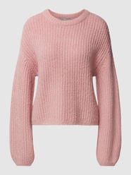 Sweter z dzianiny z efektem bouclé od Jake*s Collection Różowy - 42